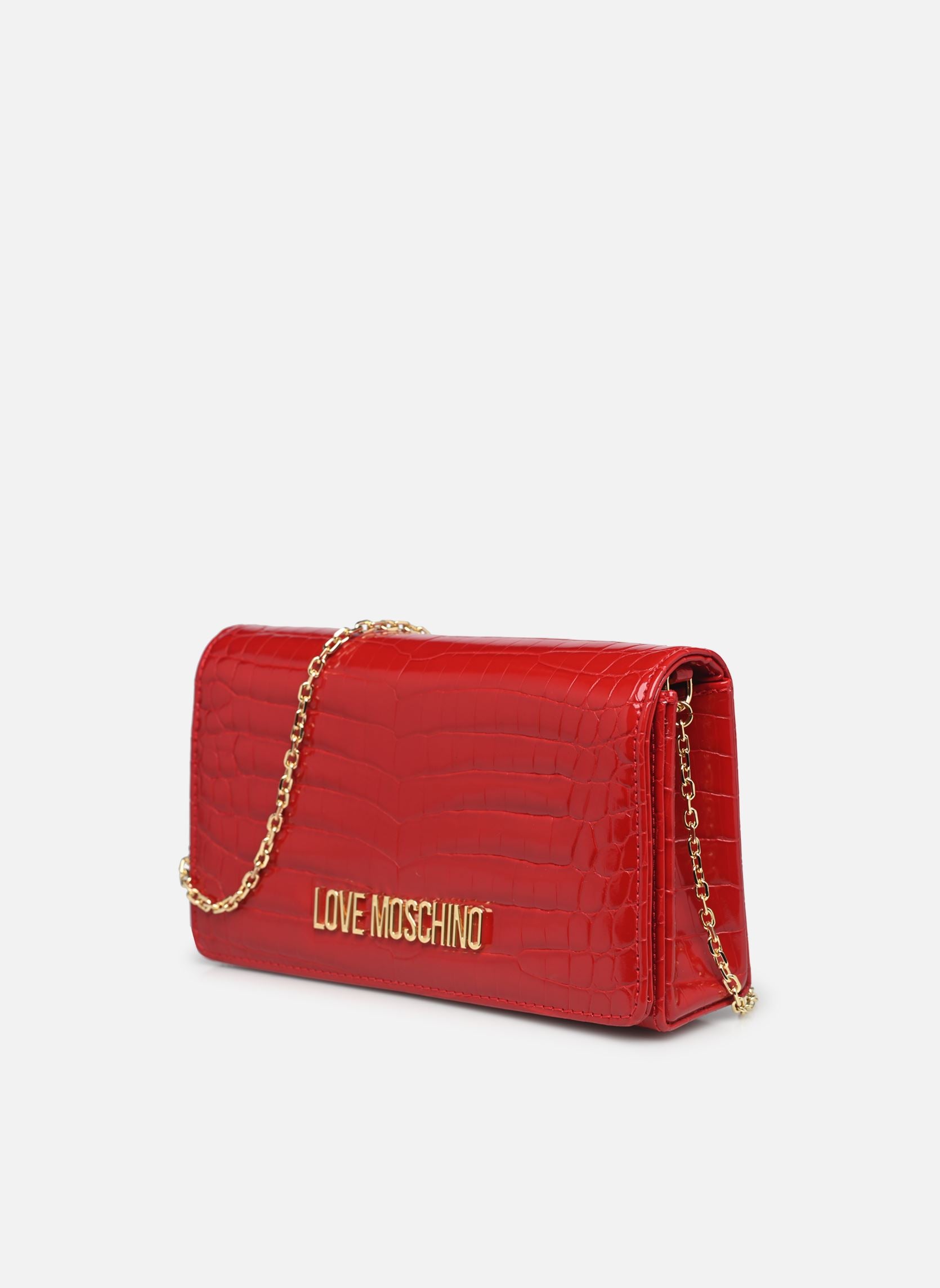 LOVE MOSCHINO BORSA A TRACOLLA SHINY CROCO ROSSA