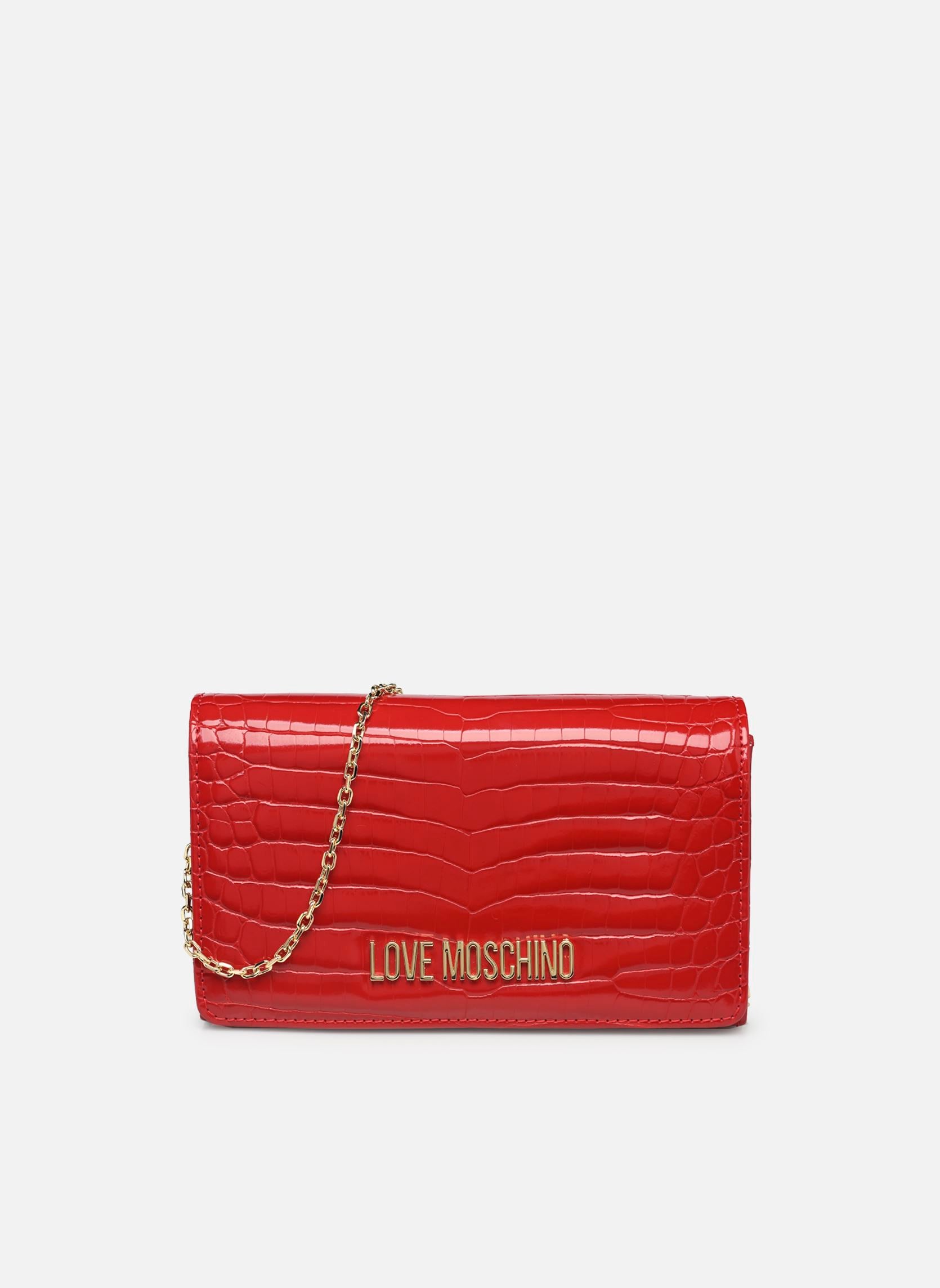 LOVE MOSCHINO BORSA A TRACOLLA SHINY CROCO ROSSA