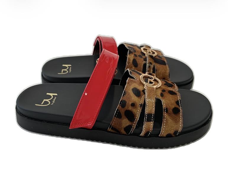 SLIPPER FAITH LEOPARD/RED BYBYBLOS