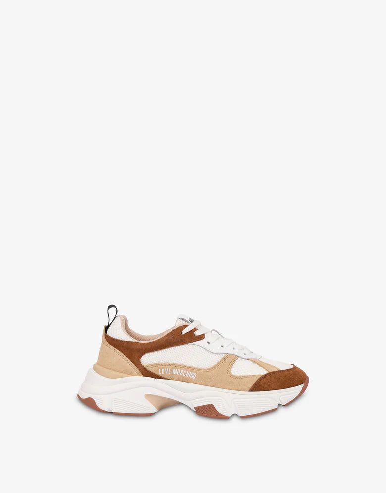 SNEAKERS IN SUEDE E RETE LOVE MOSCHINO