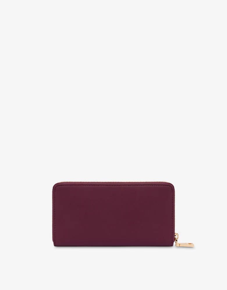 Portafoglio zip around con maxi logo LOVE MOSCHINO COLOR VINO