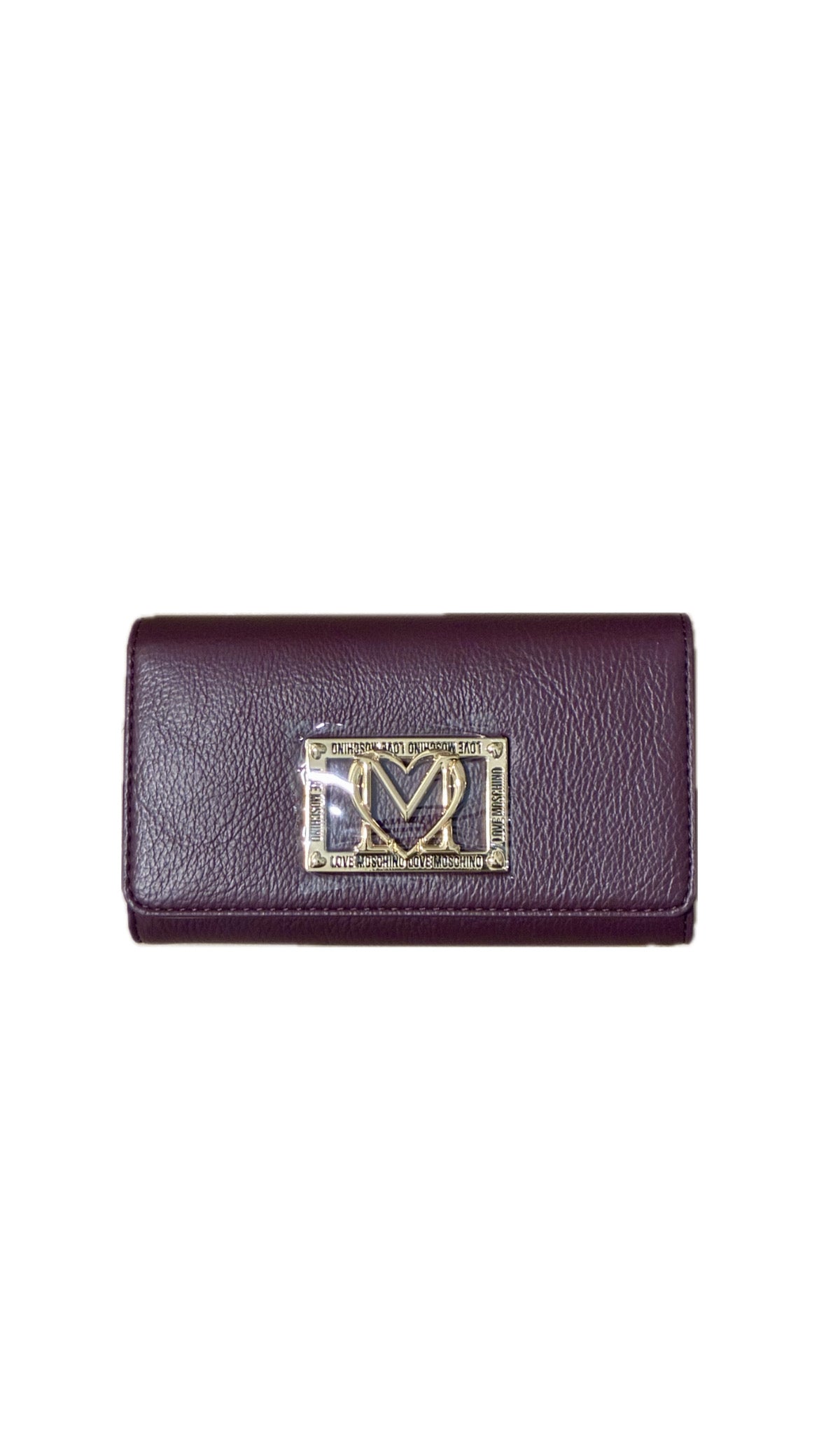 portafoglio grain pu castagna Love Moschino