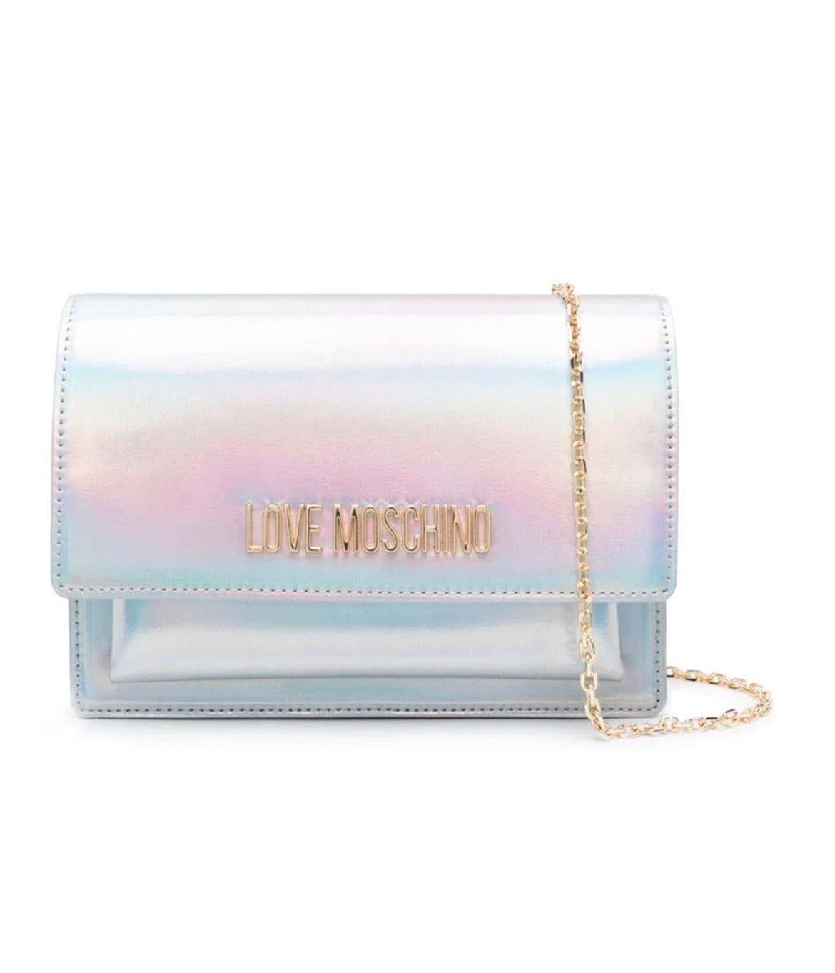 Borsa Argento Laminato Love Moschino