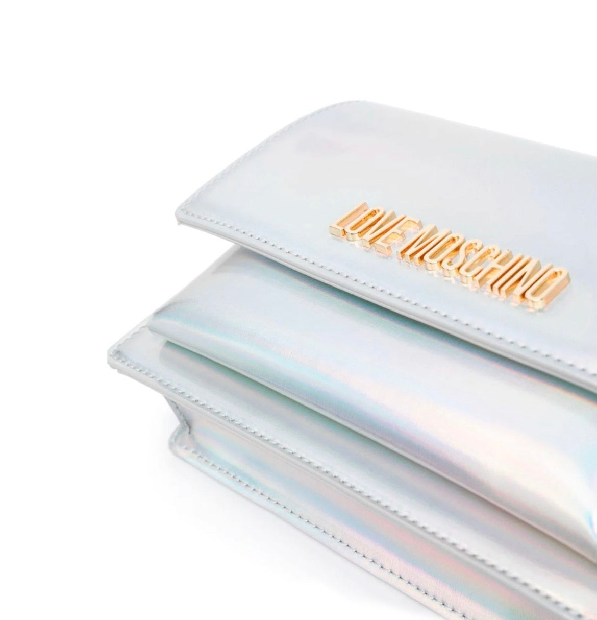Borsa Argento Laminato Love Moschino