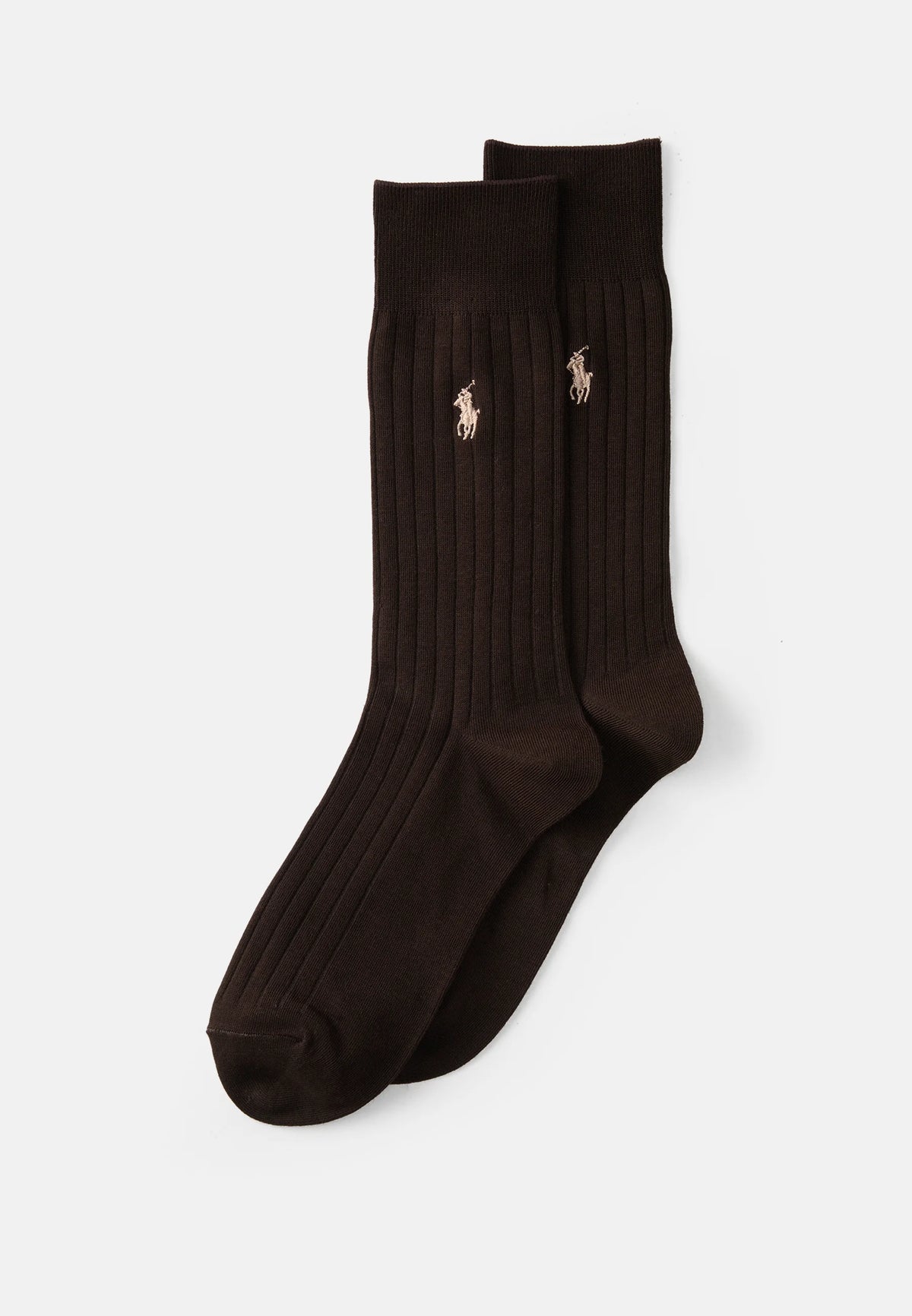 EGYPTIAN RIB-CREW SOCK-2 PACK - CALZE - DARK BROWN