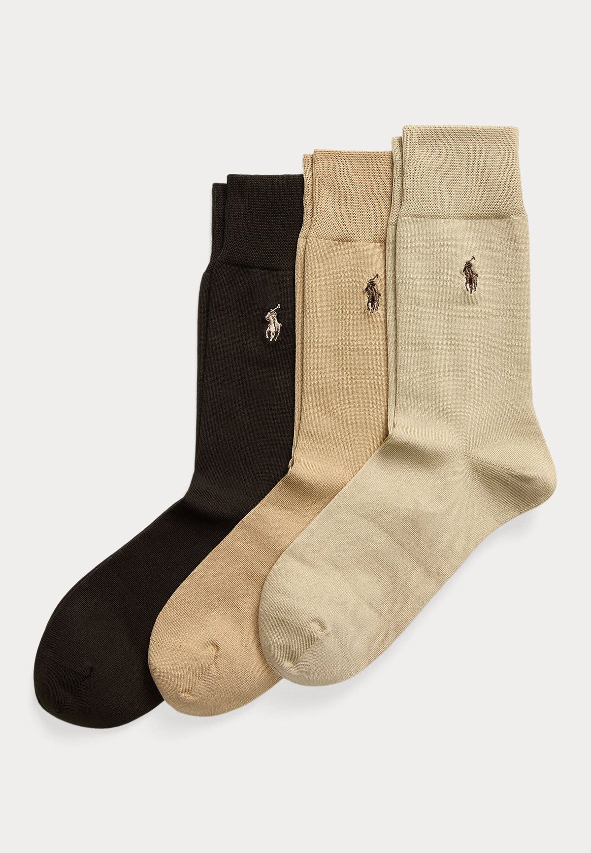 POLO RALPH LAUREN COTTON-BLEND TROUSER SOCK 3-PACK - CALZE - STONE/BROWN/CAMEL
