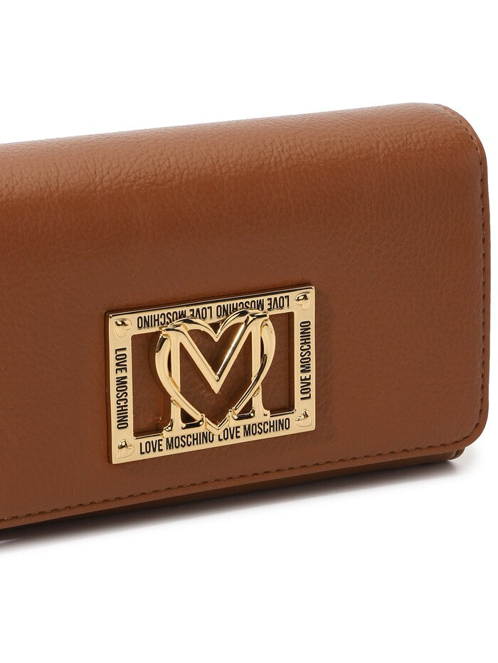 portafoglio grain pu castagna Love Moschino