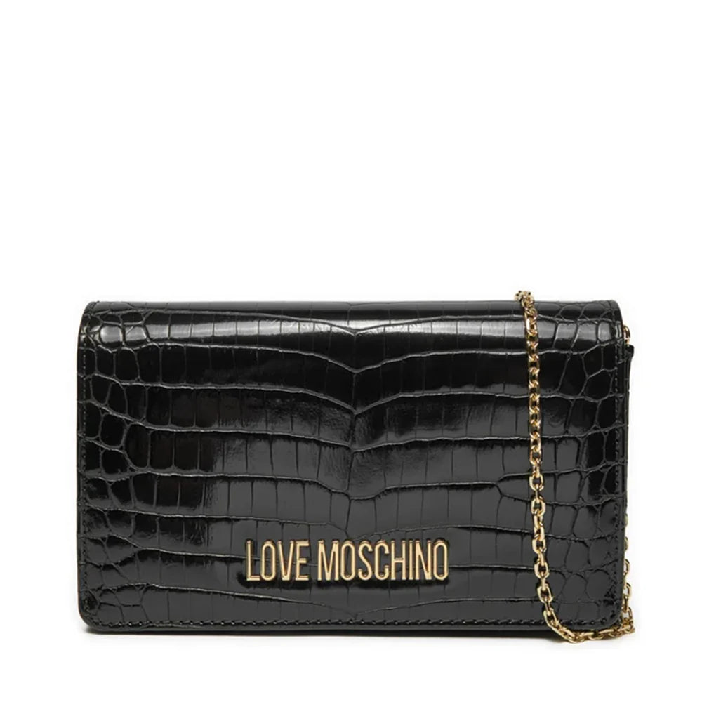 LOVE MOSCHINO BORSA SHINY CROCO PU NERO