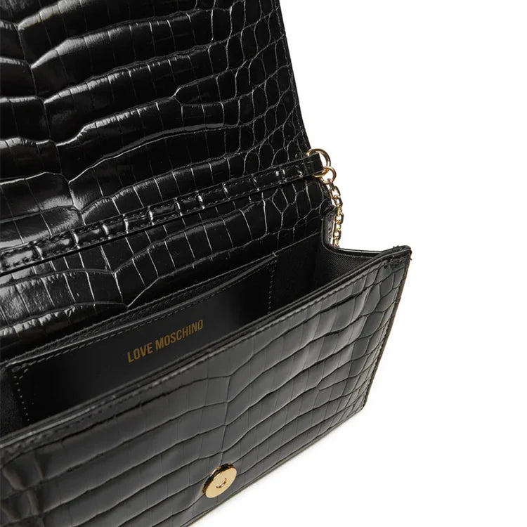 LOVE MOSCHINO BORSA SHINY CROCO PU NERO