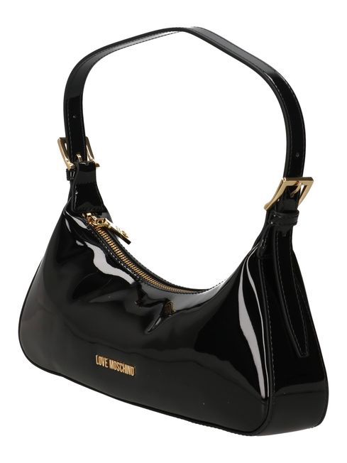 LOVE MOSCHINO GLOSSY BLACK SHOULDER BAG