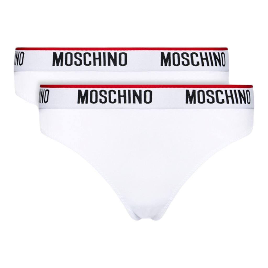 TWO-PACK WHITE MOSCHINO UNDERWEAR SLIP