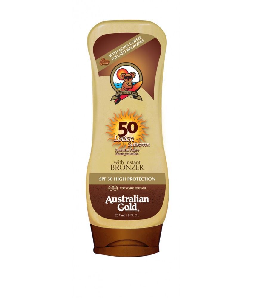 Australian Gold SPF50 Lozioni con kona Coffee ed effetto Bronze 237ml