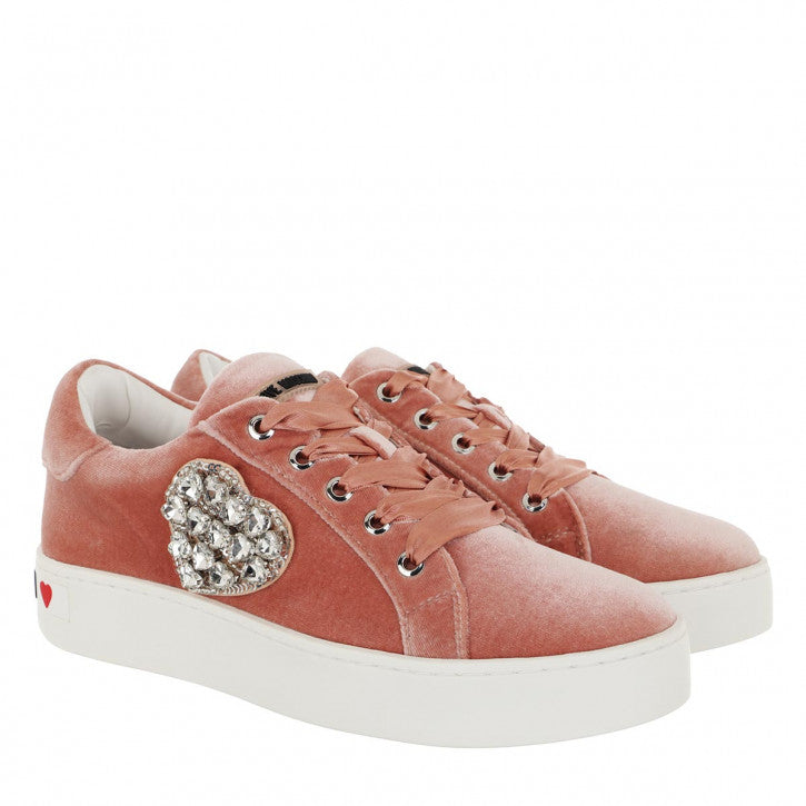 Love Moschino Sneakers Cassetta Velluto Nude