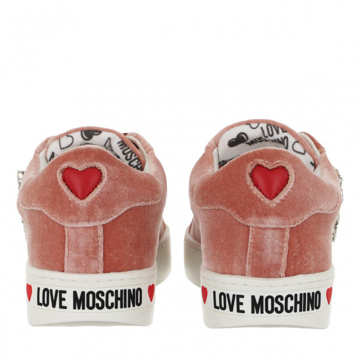 Love Moschino Sneakers Cassetta Velluto Nude